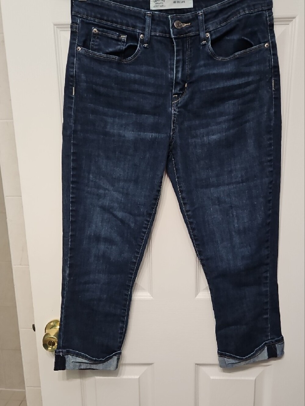 Signature by Levi Strauss Dark Blue Cropped Jeans - Picture 2 of 5